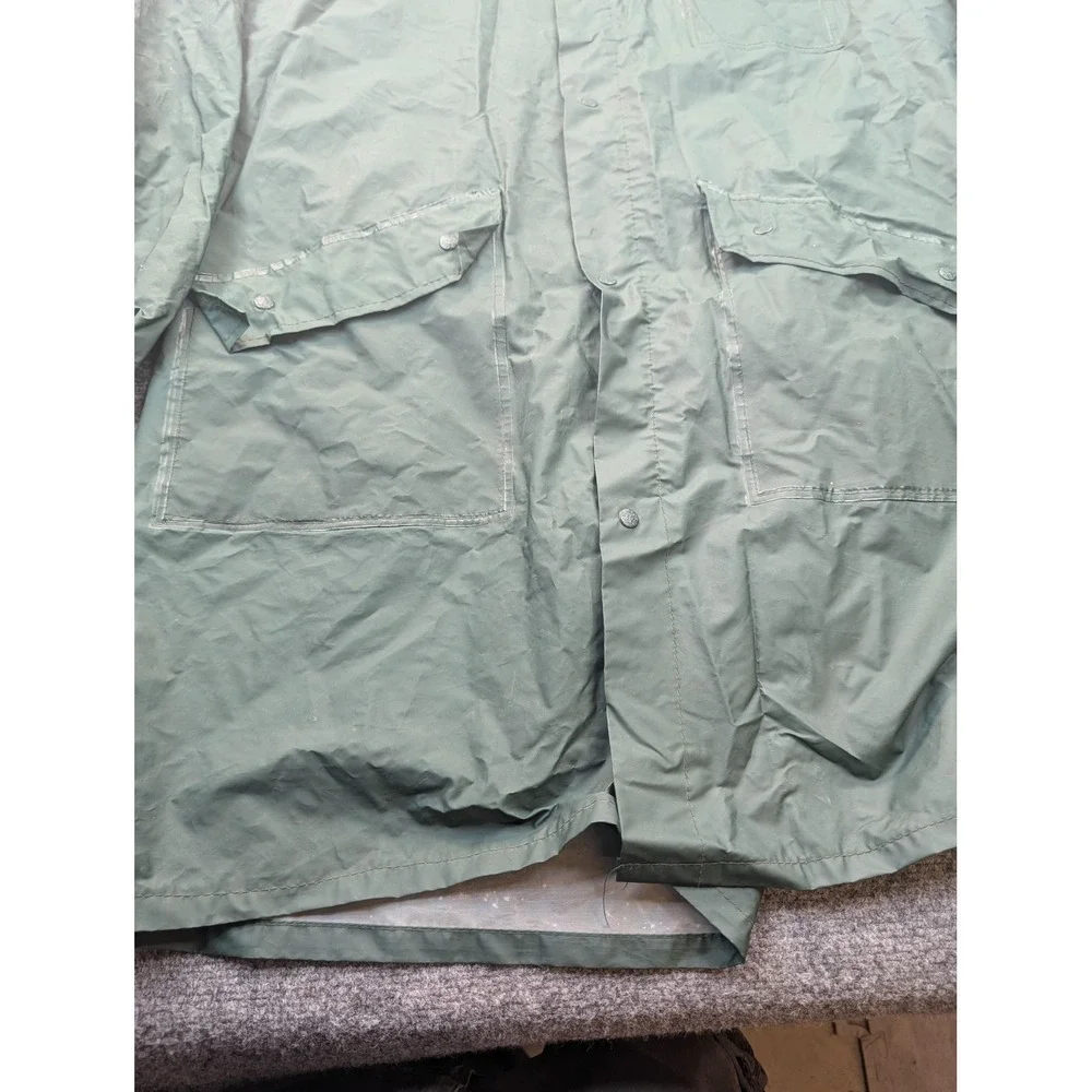 Seaway‎ Rain Coat Mens XL Green PVC Coated Nylon Hooded Long Rain Parka